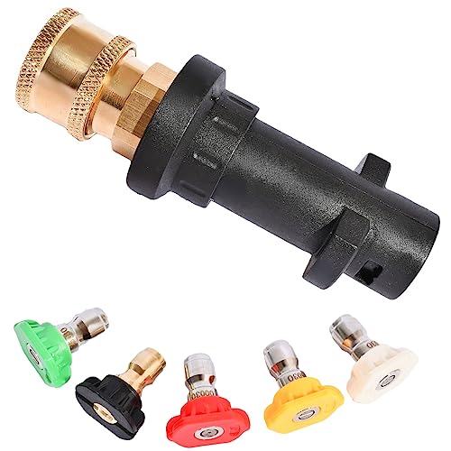 Pressure Washer Gun Adapter 1/4 Quick Connect Fitting Spray Nozzle Tips Sets Multiple Degrees Brass Female Pressure Washer Accessories Only Compatible Karcher K2 K3 K4 K5 K6 K7 Foam Gun Parts