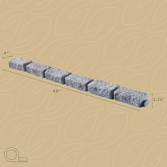 Beuta Landscape Edging | Garden Edging Borders | Non-Dig Faux Stone Bricks for Lawn Edging, Flowerbeds, Pathways, Gardens - 1 Pack | Each Section Has 6 Bricks 48"L x 4"W x 2.25"H | 3 Spikes | Gray