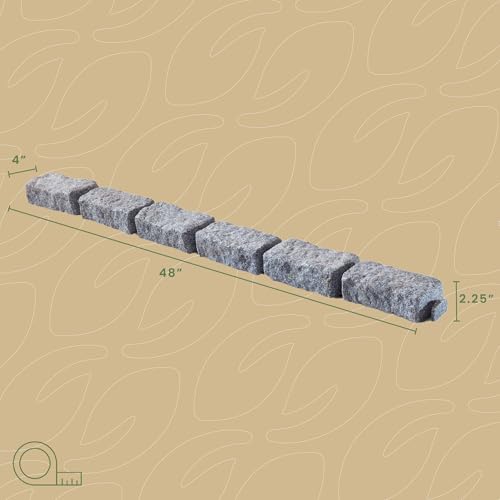 Beuta Landscape Edging | Garden Edging Border | Faux Stone Bricks for Lawn edging, Flower beds, Pathways & Yard Edging– 10 Packs | Each Section Has 6 Bricks 48"L x 4"W x 2.25"H | 30 Spikes |Greystone