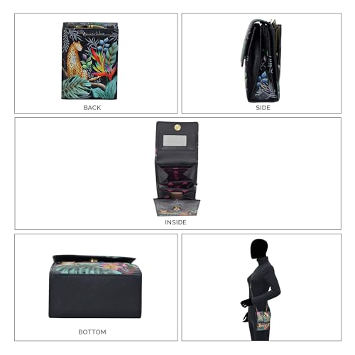 Anuschka Hand Painted Women’s Genuine Leather Triple Compartment Crossbody Organizer - Flap Open Entry & Card Holders3