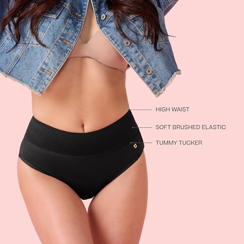 Image of Enamor Cotton Classic, All Day Comfort, High Waist Brief - Breathable, Antimicrobial with Stain Release, Outer Brushed Wide Elastic, Full Coverage - CW01