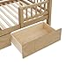 RUNNA Twin Over Twin Bunk Bed with Slide, Storage Drawers & Staircase, Solid Pine Wood Frame, No Box Spring Needed, Kids Bedroom Space-Saving Furniture (01-Walnut)