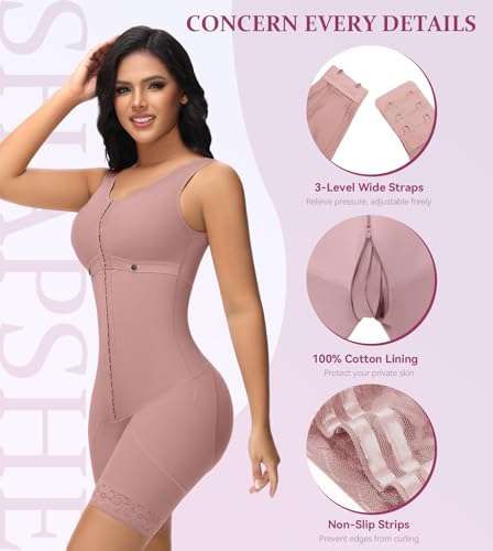 Image of M MYODRESS Fajas Colombianas Full Body Shaper Tummy Control with bra | 69% Nylon 31% Spandex, 3 Adjustable hooks and strap, semi-detachable chest design for postpartum, breastfeeding, all day wear
