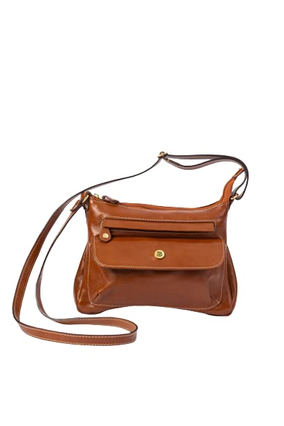 Bolsa Selma Transversal Feminina Betania Couros Tiracolo em Couro Legitimo (Caramelo)