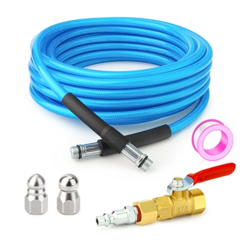 GASHER 23feet Home Dryer Vent Duct Cleaning Kit, 2 Jetter Nozzle, 1/4" NPT Ball Valve, 1/4" NPT Air Plug, 1/4"NPT Reducer Adapter by GASHER - Used condition - US$19.94