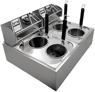 Commercial 1.5KW Noodle Cooking Machine - 2 Hole Electric Pasta Cooker with Removable Basket & Filter, Adjustable Temperature for Spaghetti & Dumplings, Perfect for Restaurants