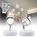 Elfeland LED Closet Lights LED Spotlight Wireless Puck Lights with Remote Battery Operated Accent Lights Dimmable Cabinet Lights with Rotatable Light Head Stick on Anywhere Indoor,Warm White(2 Pack)