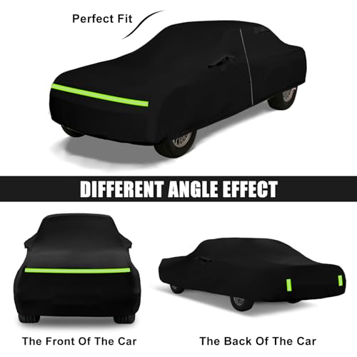 Image of Waterproof Car Cover Compatible with 1960-1969 Chevy Corvair 2 /4 Door Coupe /Sedan /Hardtop /Convertible Accessories, All Weather Classic Car Cover with Inner Cotton&Zipper Door for Snow Rain Protection