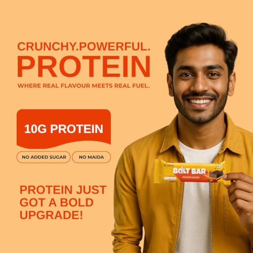 Image of Kyomi Bolt Bar Protein Wafer Bar | Choco Peanut Butter | 10g Protein | No Added Sugar | No Preservatives | 100% Vegetarian | Pack of 10 Bars (400g)