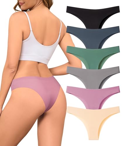 Riozz Womens Underwear Seamless Cheeky Underwear for Women No Show Panties for Women Stretch Bikini Breathable Panties 6 Pack