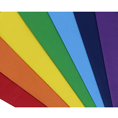 Aufodara A801 7 Pieces 17.7 Inch X 19.5 Inch (45Cm X 50Cm) Solid Colors Cotton Craft Fabric Bundle Precut Rainbow Patchwork thumb #3
