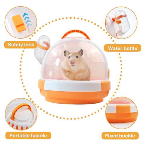 hamster carrier cage with water bottleportable dwarf hamster travel carrier plastic guinea pig carrier small animal breathable outdoor cage for hamsters chinchillas hedgehog orange