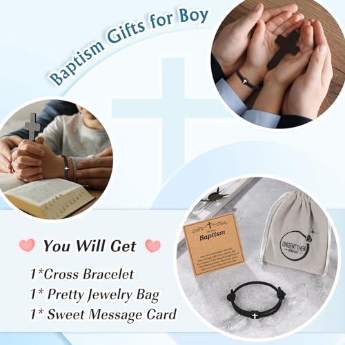 Ungent Them Baptism Gifts For Boys Men Adults Catholic Christening Baptism Decorations Favors Bracelet Religious Christian Easter Gifts For Teens Boys Cross Bracelet thumb #5