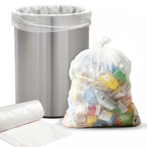 Image of Premium 7-10 Gallon Trash Can Liners 1000 Count (24 inch x 24 inch, 6 Mic) - Strong Multipurpose Clear Trash Bags on Easy-Tear Rolls for Home, Office, Commercial & Industrial Use - 20 Rolls, 50 Count