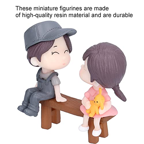 Demeras 1 Pair Couple Ornaments Synthetic Resin Cute Doll Ornaments Miniature Couple Figurines with Stool Decoration for Dollhouse House Decor Garden - Image 4