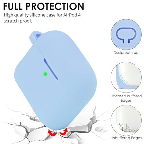 Image of Filoto Compatible with AirPods 4 Case - Soft Silicone Cover with Bracelet Lanyard and Keychain, Shockproof and Scratch-Resistant, Cute Design for AirPods 4th Generation(Gray Blue)