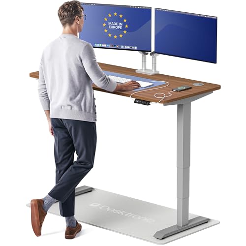 Image of Desktronic HomePro Standing Desk 54x28 - Made in Europe, Ergonomic Sit Stand Home Office Desk, Electric Height Adjustable, Dual Motor, USB & USB-C Charging, Wobble-Free, Touchscreen, 3 Memory Presets