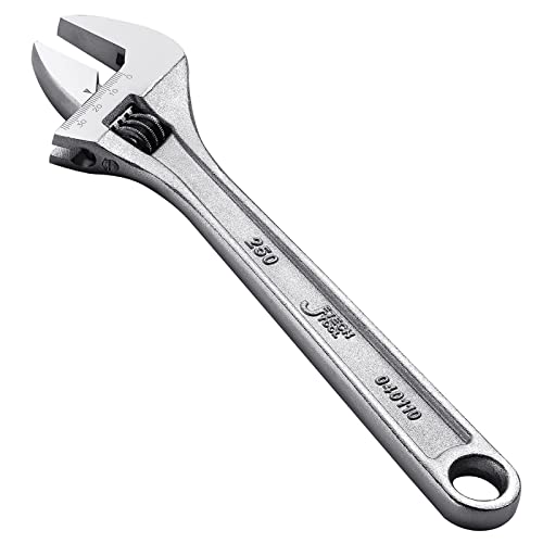 Image of Jetech 10-Inch Adjustable Wrench - Professional Heavy Duty Chrome Vanadium Steel Shifter Spanner with Inch /Metric Scale Wide Caliber Opening