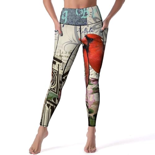 Leggings pour fitness Fleur d'oiseau de l'horloge legging femmes jogging running S