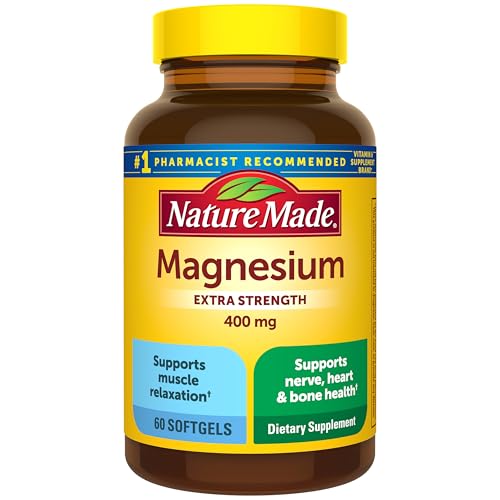 Nature Made Magnesium Oxide 400 mg Softgels, Extra Strength Magnesium Supplements for Men and Women, Support for Muscle, Nerve, Bone and Heart, 60 Day Supply