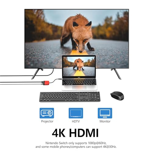 Image of Switch Dock for Nintendo Switch 2 /Switch /OLED, 3-in-1 Portable TV Dock with 4K@60Hz HDMI USB 3.0 Port USB C PD 100W Charging,Mini Travel Dock Replacement for Switch Docking Station,