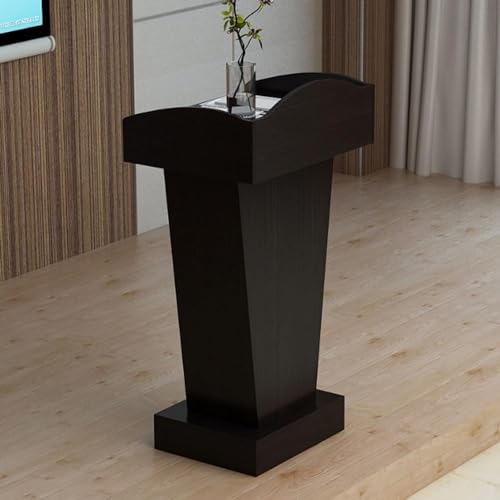 Pupitre en bois avec tiroirs et rangement ouvert, table de conférence portable pour présentations et événements, design polyvalent pour enseignants