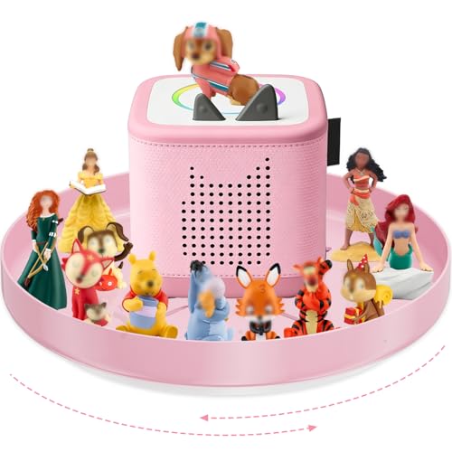 360 Turntable for Tonies Box Organizer Storage - 13 Magnetic Shelf Holder for Toniebox 1/2 Player Tonies Figures Character Set - Display Collection 20~30 Tonie Box Characters for Kids Playroom Pink