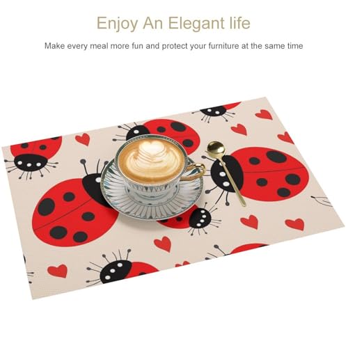 Sets de table Ladybug lavables et imperméables | Set de table PVC antidérapant