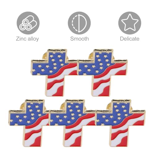 Image of ABOOFAN 20PCS American Flag Lapel Pins, Patriotic Cross Enamel USA Flag Pin with Butterfly Clutch for Men Women, Red White Blue Patriotic Brooch Gift for Veterans Day Memorial Day 4th of July