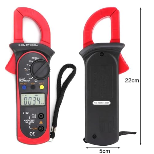 Digitales Zangenmessgerät, 0-400 A Wechselstrom-Multimeter, 0-600 V Spannung LCD-Zangenmessgerät Mit Automatischer Bereichswahl, Für Elektriker Und Elektrische Reparaturen (Rot)
