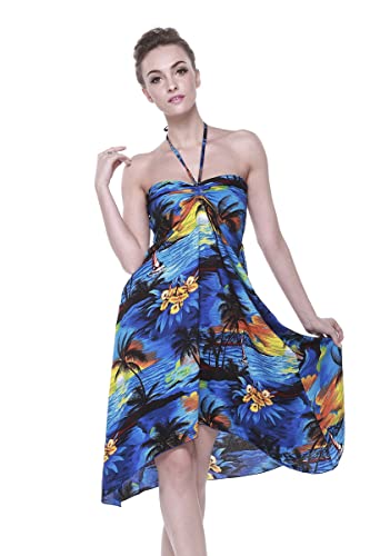 Image of Hawaii Hangover Family Matching Hawaiian Clothes, Sunset Blue | Family matching Hawaiian outfits, Sunset Blue, lightweight rayon, machine washable, tropical print, luaus, cruises