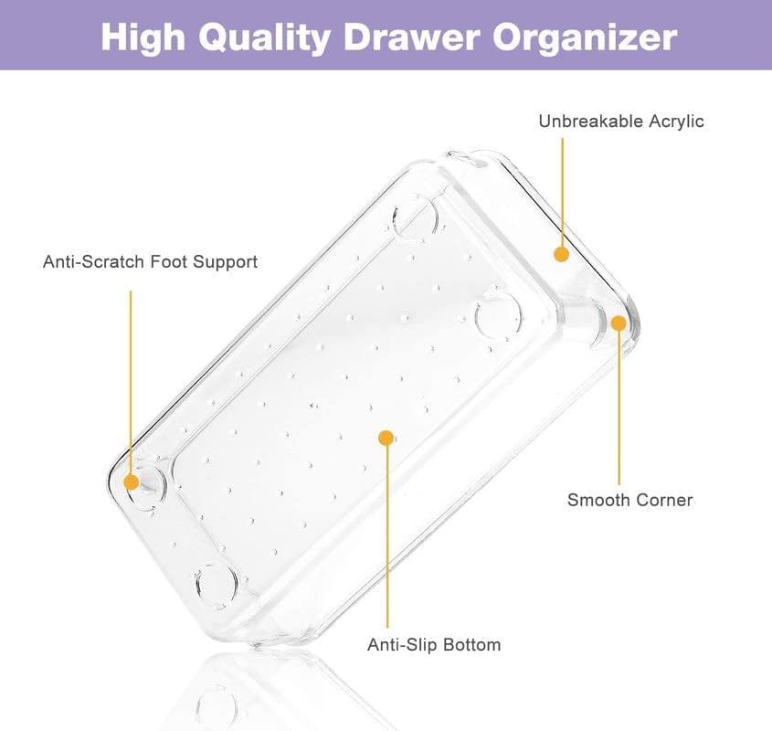 RABBONIX Drawer Organizer Storage Bins With Various Size for Kitchen, Office, Bathroom, Vanity Makeup Organiser (05 Pcs Set, Transparent) 3