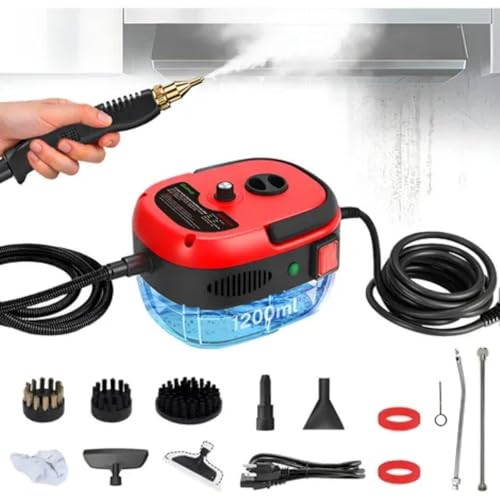 NOVEVE Limpador a Vapor Portátil de 2500 W,Alta Temperatura 105°C 14 Acessórios Portátil1.2l Alta Temperatura Com Cabeças Para Cozinha Móveis Banheiro Carro(110V Vermelho)