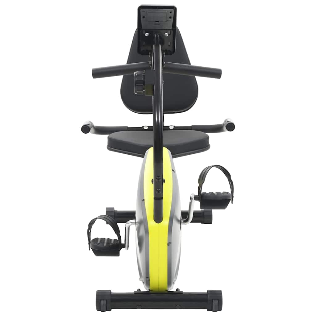 Magnetyczny rower treningowy z pomiarem tętna, wyświetlaczem LCD i uchwytem na tablet, regulowane wyściełane siedzisko, antypoślizgowe pedały z paskami, cichy opór