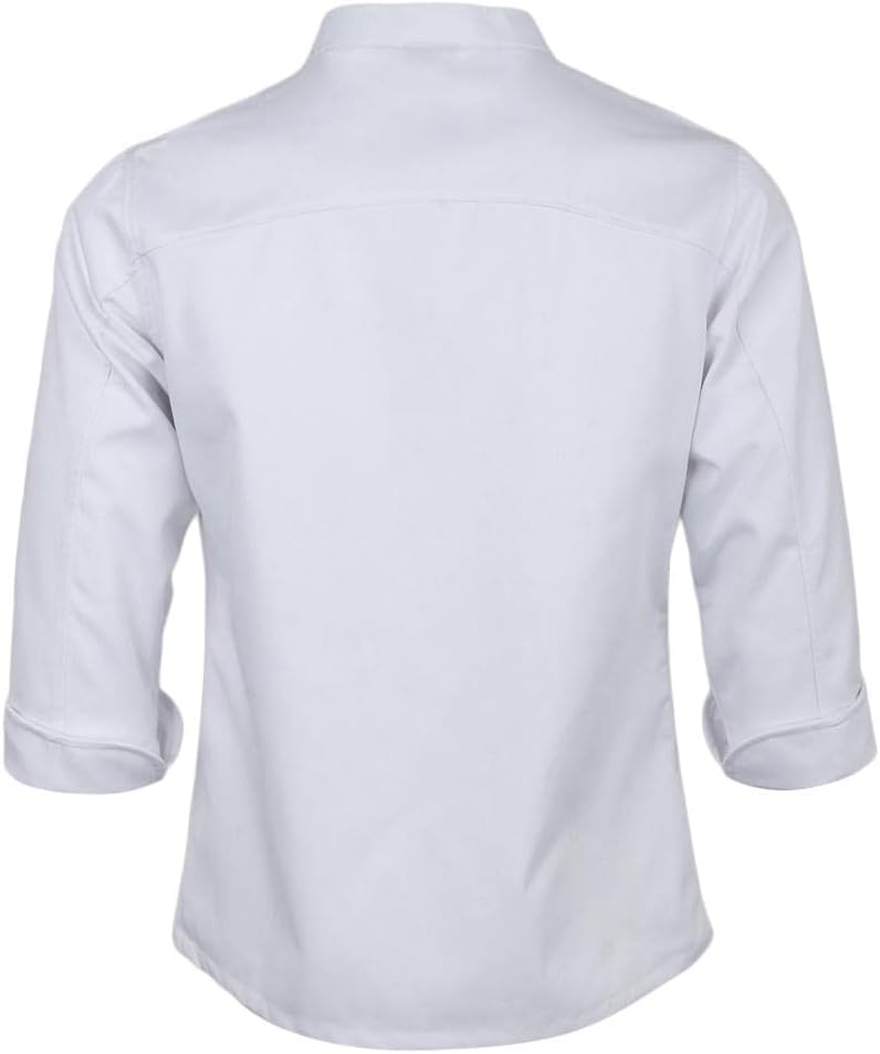Long Sleeve Chef Jacket Retro Chefs Coat Men Women Chef Shirt Polyester Spandex Material Suitable for Restaurant Hotel Cafe Baker, White, M