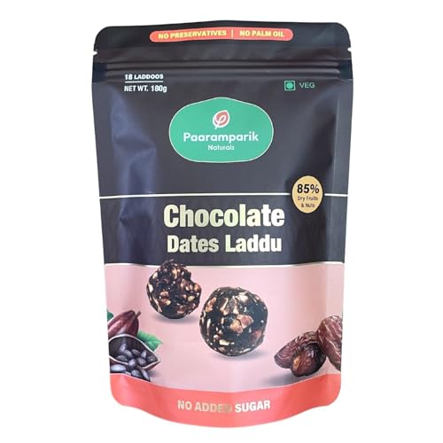 Image of Chocolate Laddoos Cashew & Dates | Sugar Free 95% Dry Fruits| No Added Sugar, Calcium Rich Energy Bites 180 gm (Chocolate Ladoo)