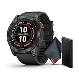 Garmin Fenix 7X Pro Solar Edition 51 MM Slate Gray with Black Band GPS Smartwatch Built-in Flashlight and Power Glass Solar Charging Lens and Advanced Training Features Designed for Larger Wrists.
