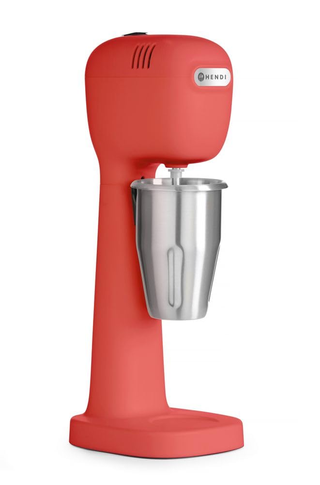 HENDI Mixeur Professionnel de Boissons, Aérateur de Boissons Légères, Frappés, Cappuccinos Glacés, 2 Gobelets et 4 Agitateurs Inclus, 230V/400W, 170x196x(H)490mm, Rouge