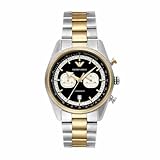EMPORIO ARMANI Watch for Men, Quarz-Chronographenwerk mit 2 Hilfszifferblättern und 42mm Gehäusegröße mit Edelstahlarmband
