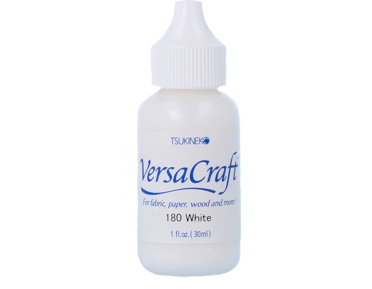 Tsukineko VersaCraft Inker Stamp Pad Ink - 30 ml - White, White - Accessories Reinker for VersaCraft Ink Pads