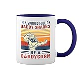 Photo Gallery gr8shop in the world of daddy sharks be a daddy unicorn bianco tazza di caffè con blu rim & handle mug Photo Gallery gr8shop in the world of daddy sharks be a daddy unicorn bianco tazza di caffè con blu rim & handle mug