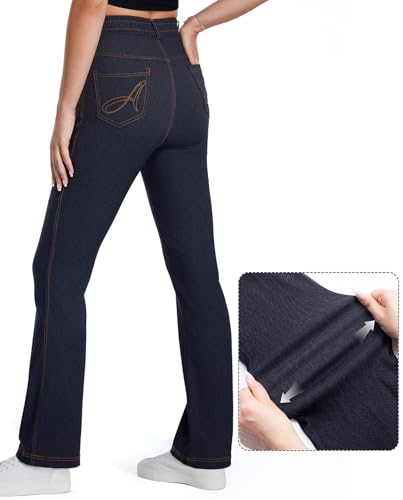 AFITNE Jeggings for Women UK, Ladies Stretchy Jean Trousers, High Waist Rise Pull On Bootcut Leg Pants Denim Leggings - 30/32 Inches - Image 3