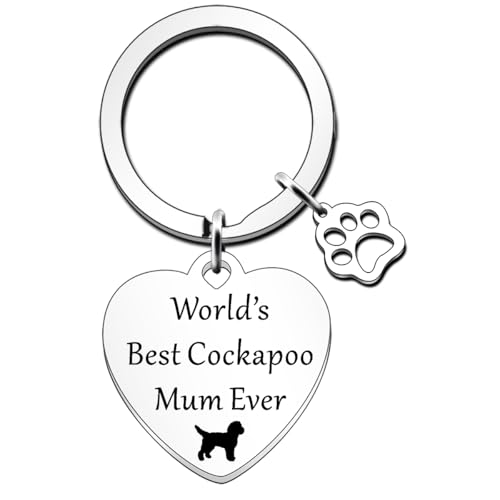 JETTOP Best Cockapoo Mum Keyring Funny Cockapoo Dog Lover For Women Birthday Christmas World's Best Cockapoo Ever