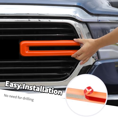 Image of Jimen Compatible with Dodge Ram 2018-2022, 2PCS Front Grille Cover Exterior Trim Accessories (Orange)
