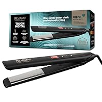 REVAMP Touch Digital Ceramic Straightener - Salon Straightening and Curling with Ceramic Ionic Plates, Perfect for Long or Short Hair, Professional Touch Temperature Control, 3 m Cable - Black