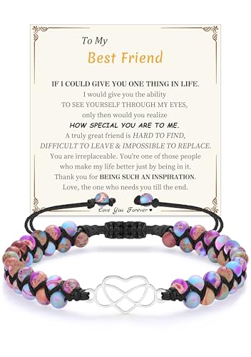 Image of Gifts for Daughter Granddaughter Christmas Gift To My Mom Grandma Wife Girlfriend Sister Jasper Heart Beaded Bracelets Birthday Valentines Mothers Day Stocking Stuffers for Teens Handmade Jewelry