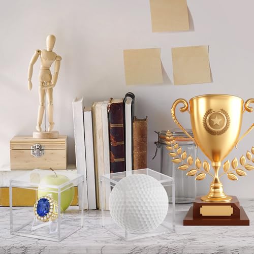 Image of 2 Pack Championship Ring Display Case, Clear Acrylic Memorabilia Stand Cube Ring Holder Dust Protection Transparent Storage Box for Sports Baseball Basketball Fan Souvenir Protection Supplies
