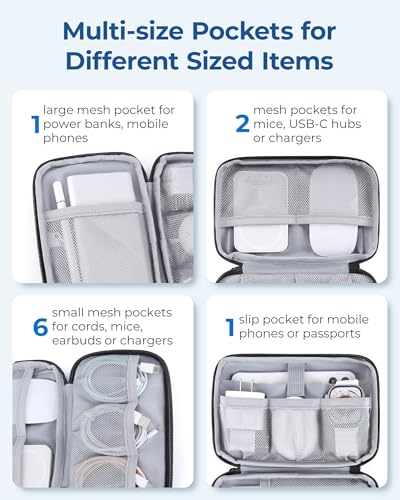 BAGSMART Kabeltasche Organizer Reisetasche für Elektronik Organizer Wasserdichte Zubehör für Handy Ladezubehör, Schwarz