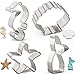 Sea Creature Mermaid Cookie Cutters Set Mould - 4 PCS - Mermaid Tail/Whale Tail, Seahorse, Starfish and Seashell Shape - Stainless Steel