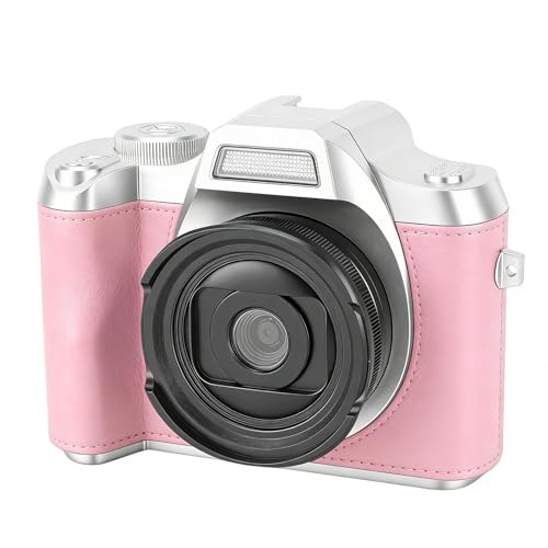 VBESTLIFE �f�W�^���J���� 4K 48MP 18x �Y�[���t���A2.4 �C���`��ʃR���p�N�g�J�����A�⏕���ƃL�[�`�F�[���t���A�q���A�e�B�[���A�|�[�g���[�g�A���i�A���s�p (�s���N)